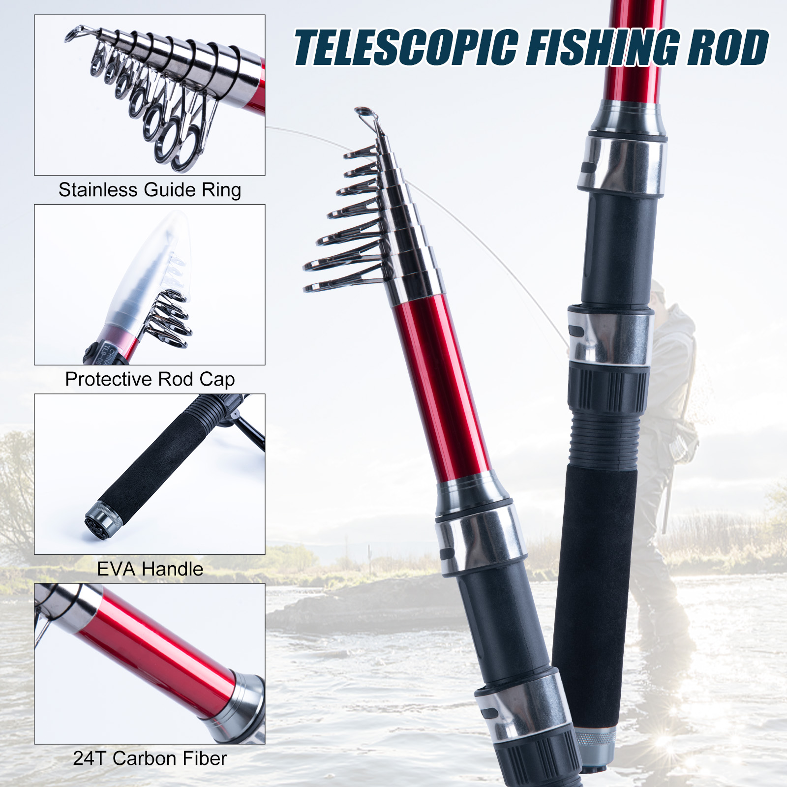 Combo de Caña de Pescar Telesc - Fishing Line Spooler reseña y precio