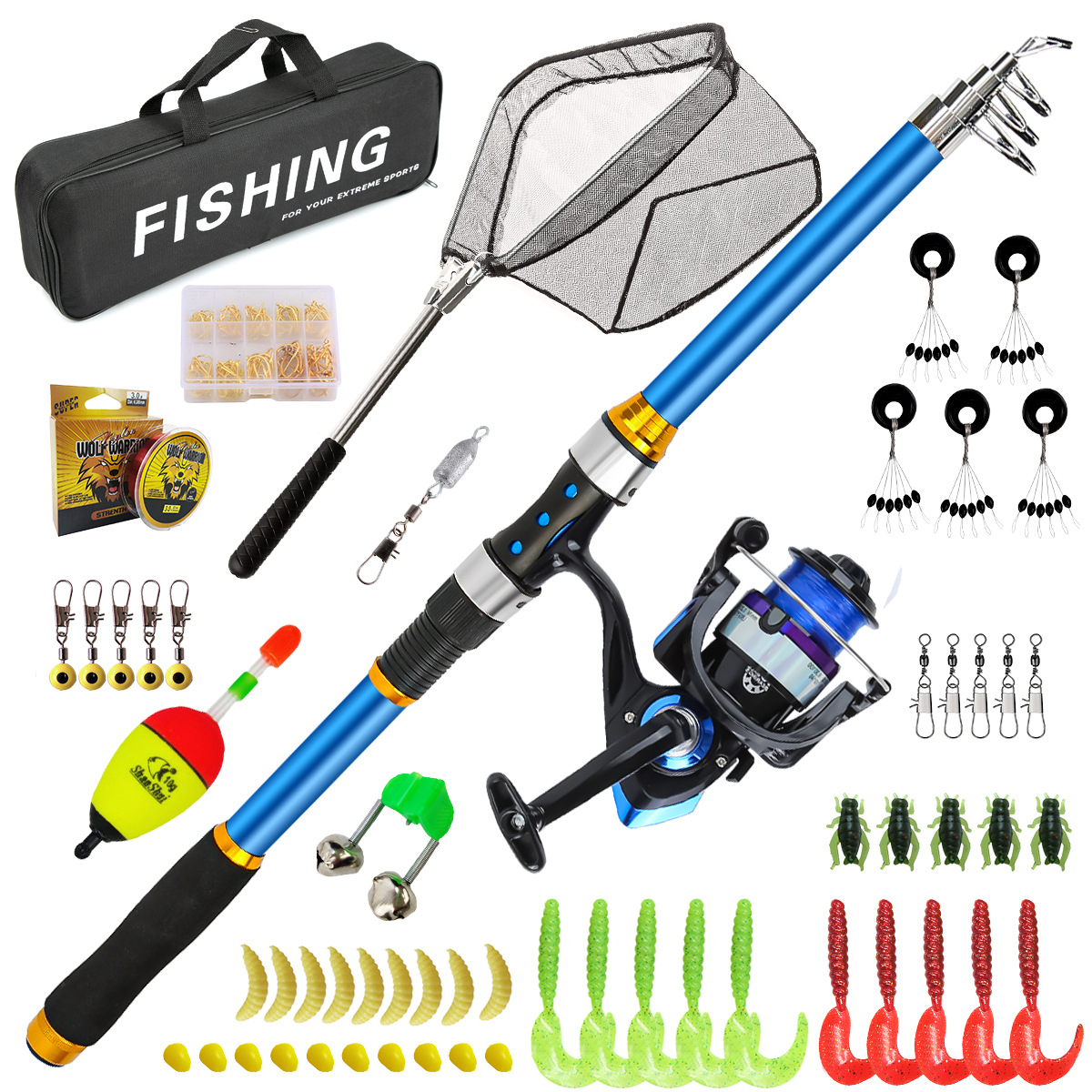 Juego de cañas de pescar teles - Fishing Line Spooler reseña y precio
